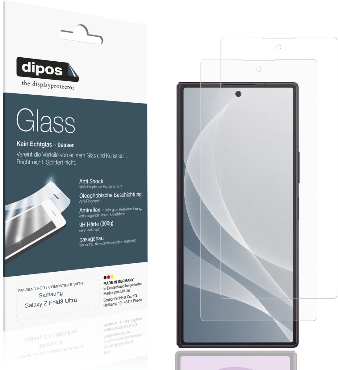 dipos – 2x Matte Pantserfolie geschikt voor Samsung Galaxy Z Fold8 Ultra Buitenkant | 9H Screenprotector