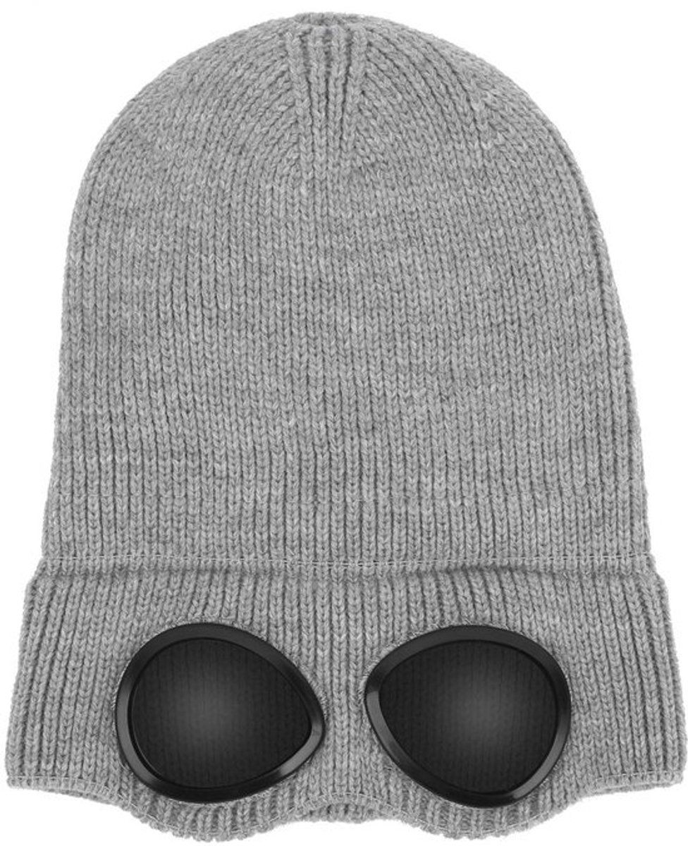 Plplaaoo Goggle Hat Warme Beanie met Glazen voor Fietsen en Wintersport Grijs