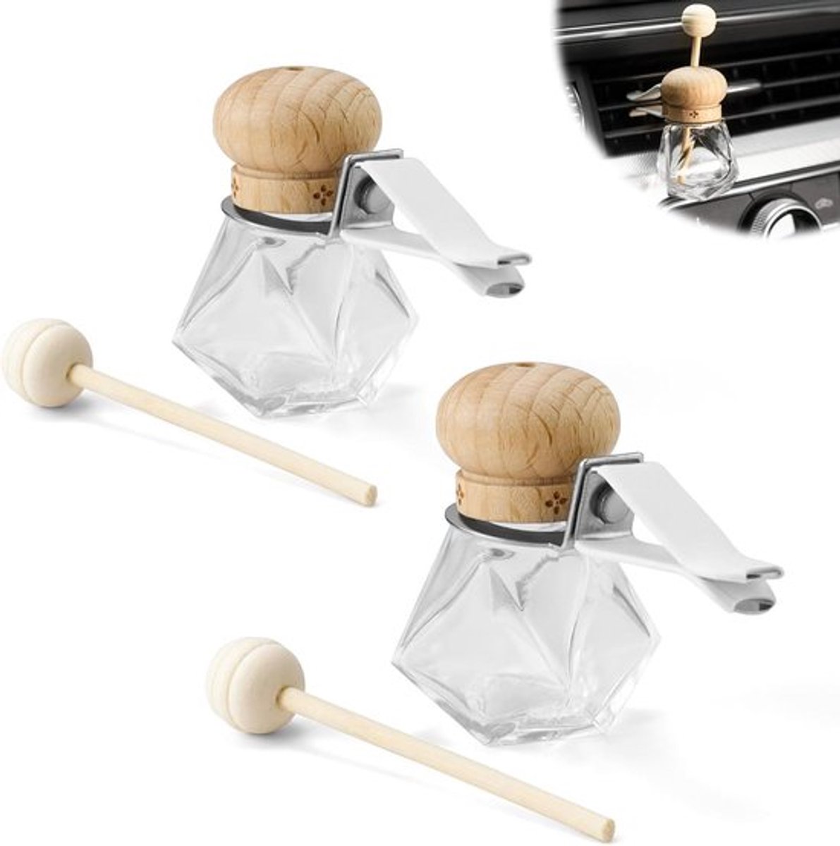 Allecto Plus - 2 stuks auto-diffusers voor etherische oliën - 8 ml - parfumfles
