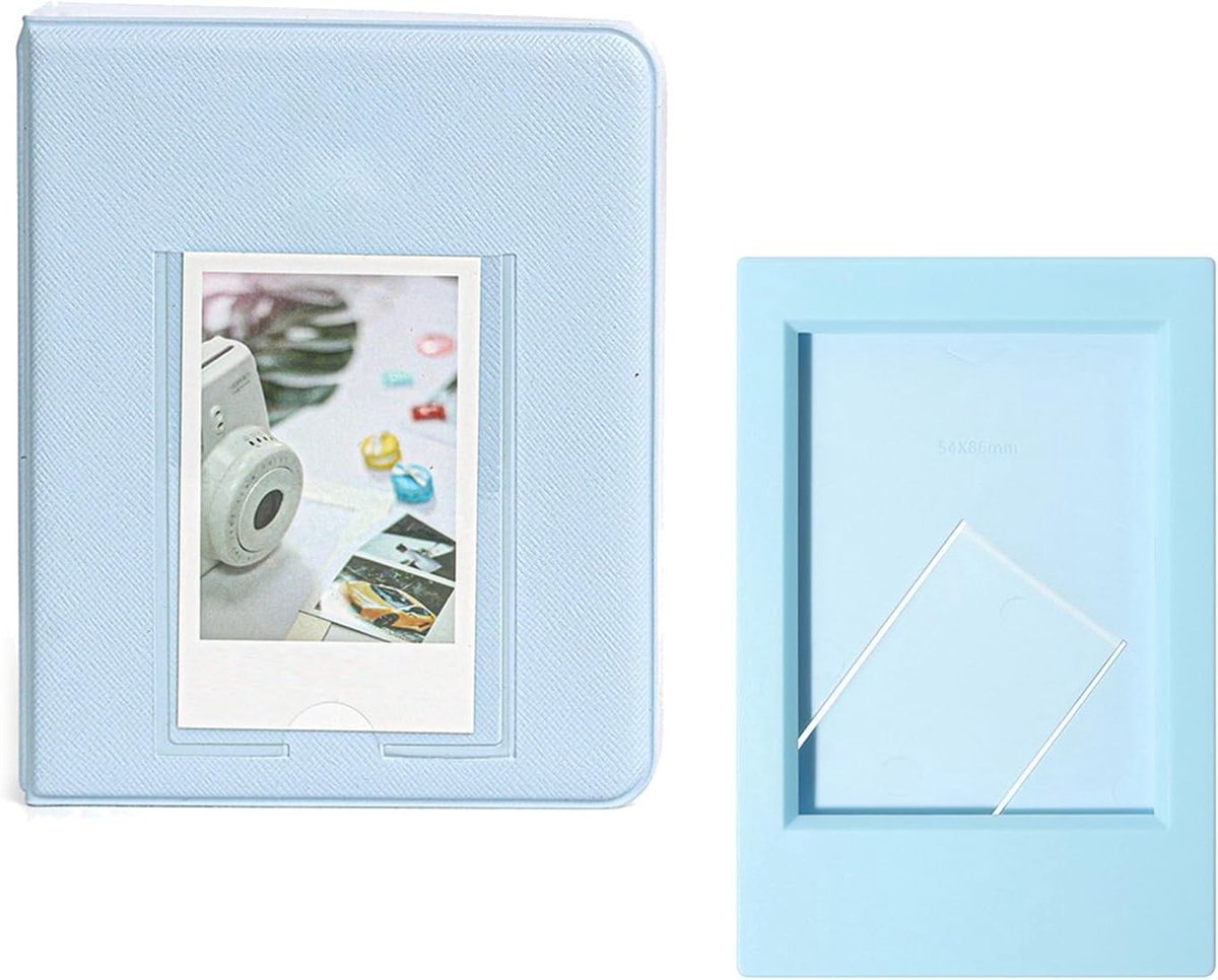 Fotoalbum met 64 Compartimenten en 1 Fotolijst voor Instax Mini Camera's en Films, Geschikt voor 7.6 cm Afdrukken, Creatieve Bewaring en Presentatie
