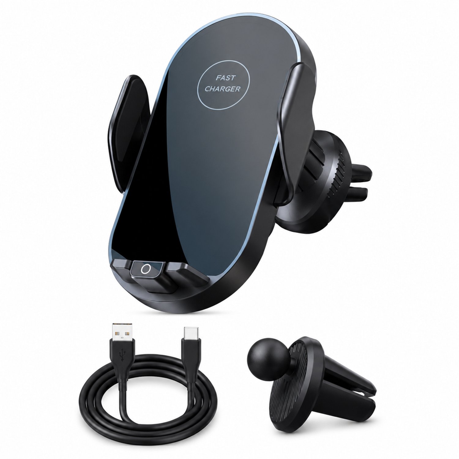 telefoonhouders auto - 15 W draadloos opladen - zwart, met haak, zuignapvoet en autolader