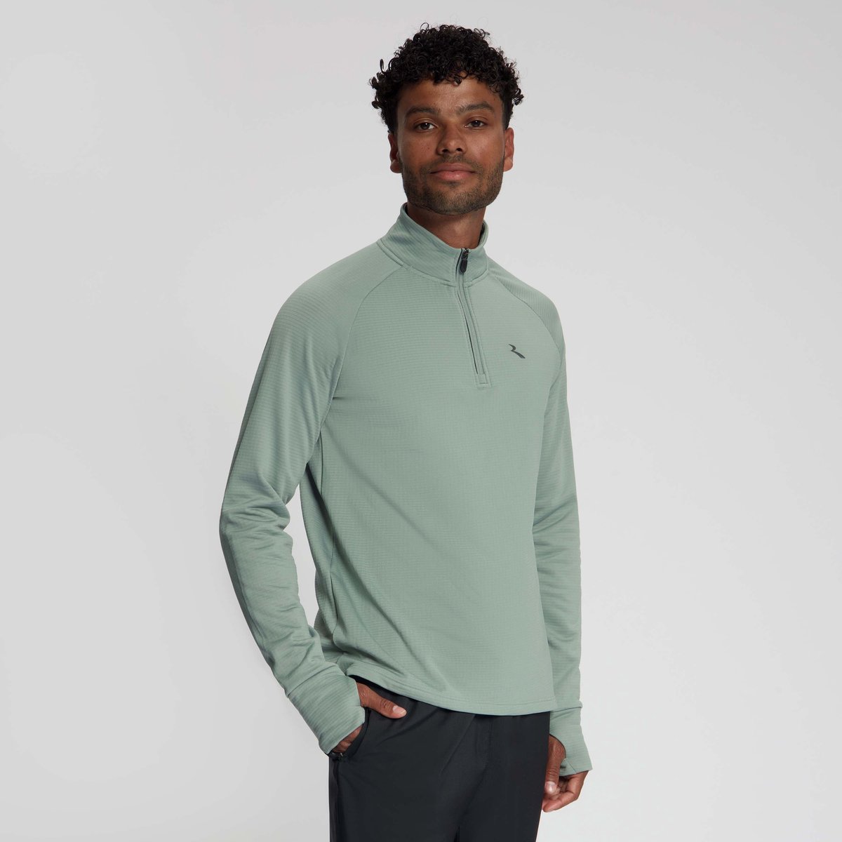 Rogelli Essential Heren Hardloopshirt Lange Mouw - Rits - Slate