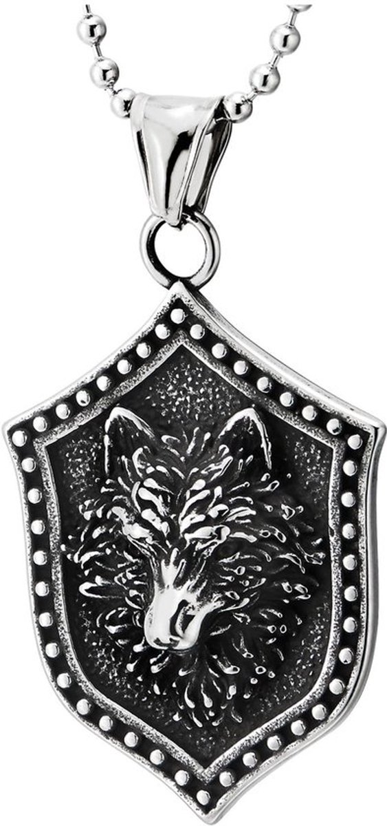 Allecto - Vintage Viking-wolfskop - Heren halsketting - Robuuste uitstraling - 75