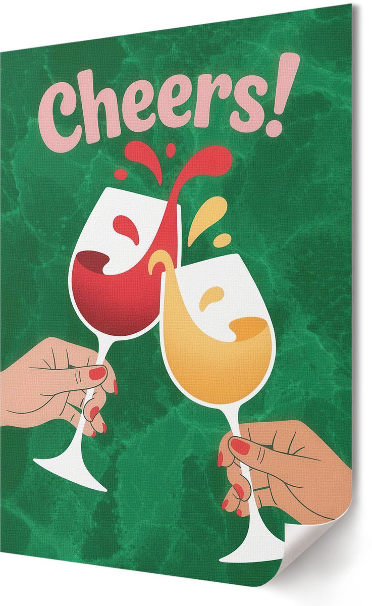 Coloray Polycanvas Poster - Een Toast Op Het Leven, Illustratie - 420 x 594 - Groen Design - Rechthoek - Wandkunst - Woonkamer, Slaapkamer, Kantoor - Popcultuur