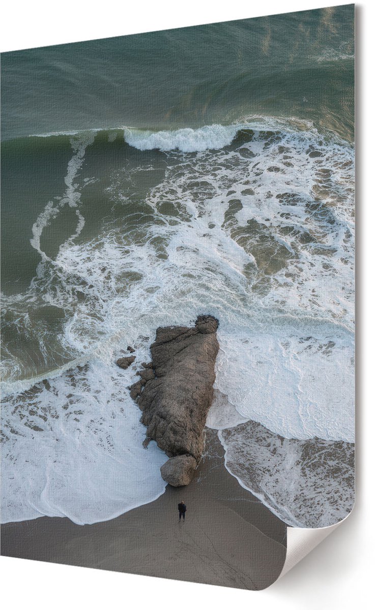 Coloray Polycanvas Wandposter - Vrouw En Het Strand, Schilderen - A2 - Beige Motief - Rechthoek - Canvasposter - Woonkamer, Slaapkamer, Kantoor - Expressief