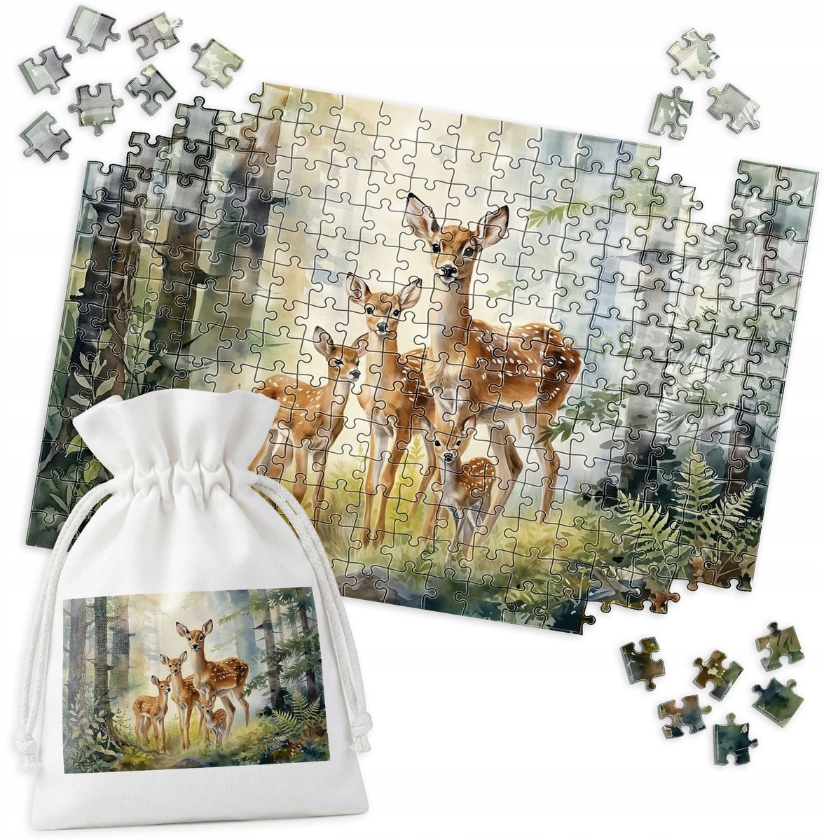 Houten Puzzel Natuur 252 Stukjes - Bos, Herten, Dieren