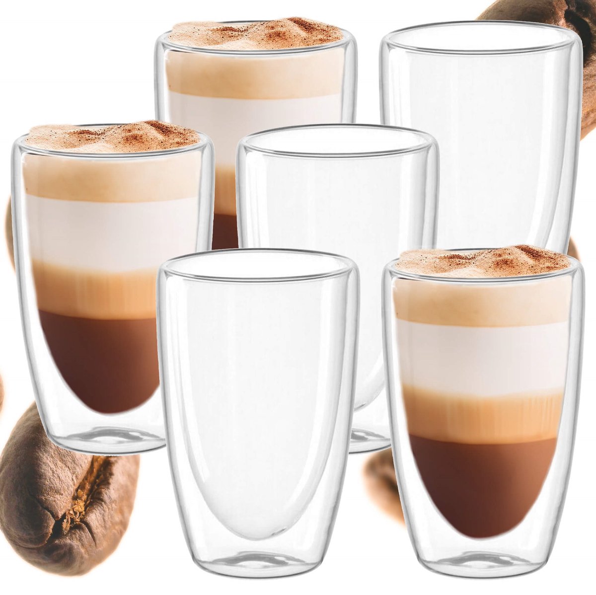 6x Thermische Glazen 450ml met Dubbele Wand - Perfect voor Koffie & Thee