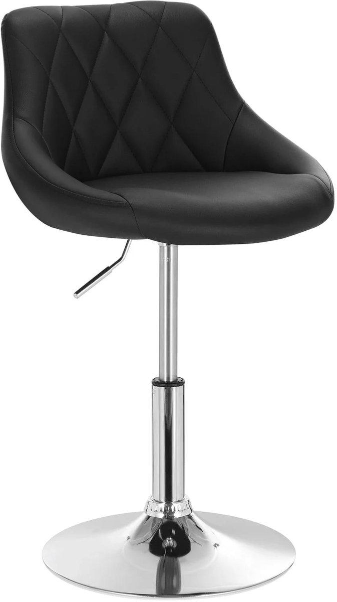 Klarven® Barkruk Zwart - Barkrukken - Draaibare Barkruk - Barkrukken met Rugleuning - Bar Stool - Hoogte Verstelbaar, 360 Graden Draaibaar - Ergonomische Rugleuning, Dik Gevuld Kunstlederen Zitkussen - Draagvermogen 100 kg - B49xd40xh28cm