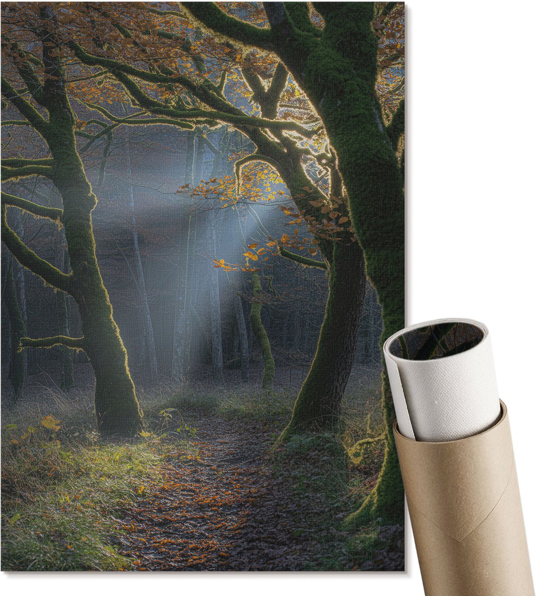 Coloray Polycanvas Poster - Japans Landschap, Blauw - A4 - Groen Wanddecoratie - Rechthoek - Kunstposter - Slaapkamer - Klassiek
