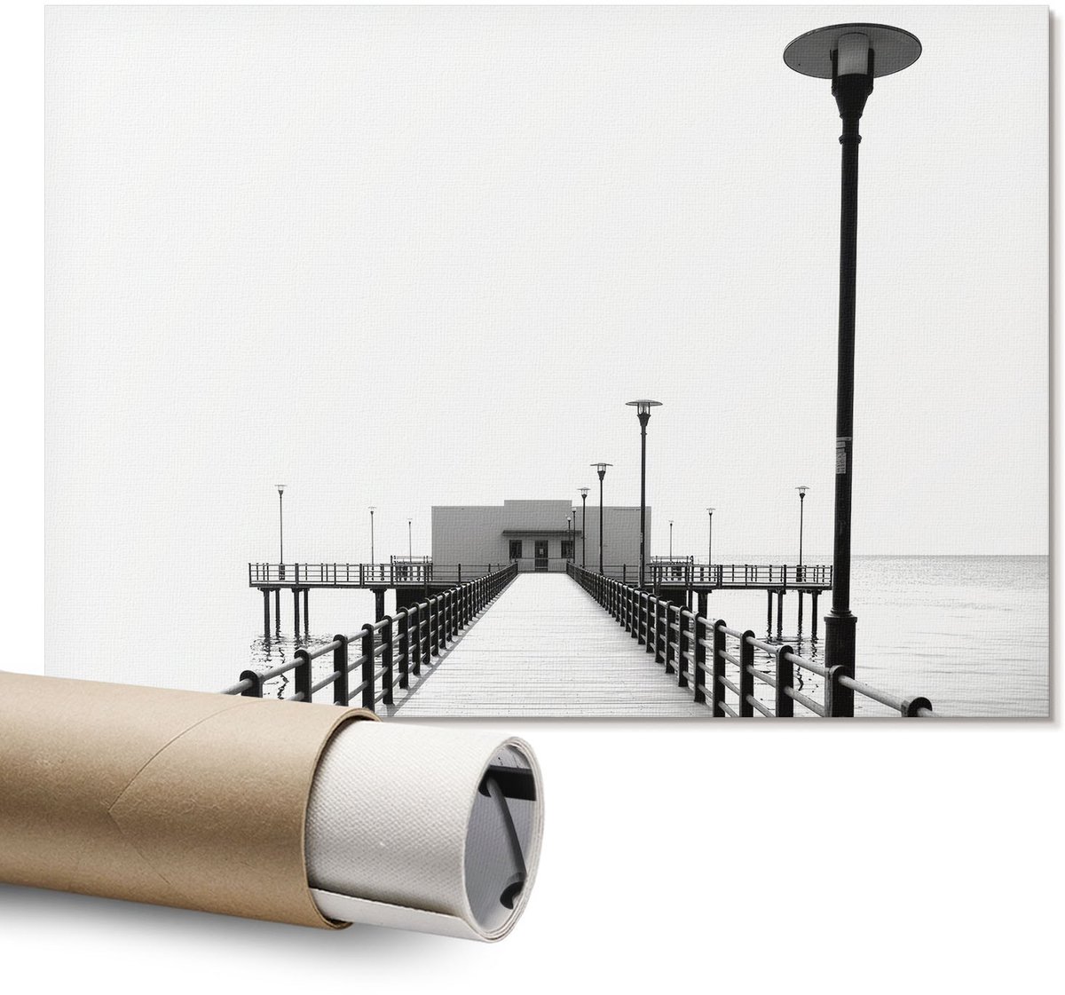 Coloray Polycanvas Wandposter – Monochromatische Rust, Wit – A1 – Blauw Motief – Rechthoek – Wandkunst – Slaapkamer – Retro