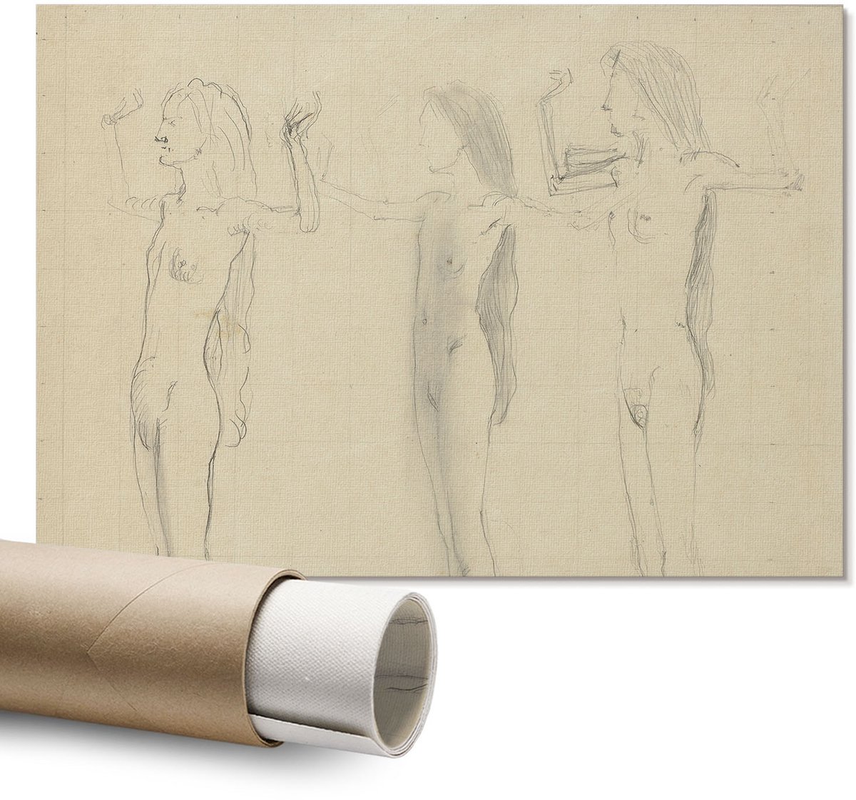 Coloray Polycanvas Wandposter – Studie Voor Vandaag, Beige – A1 – Groen Kunstwerk – Rechthoek – Decoratieve Wandposter – Slaapkamer – Klassiek
