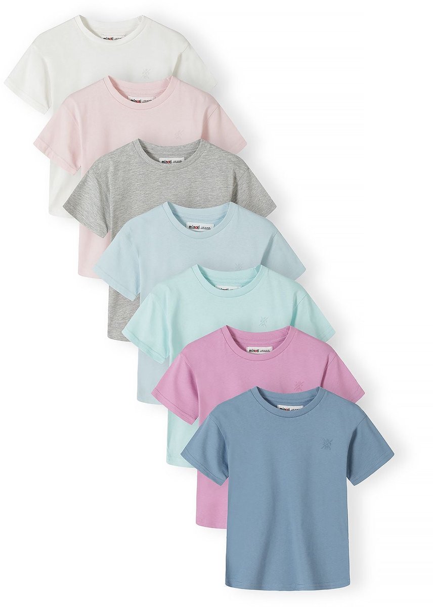 Minoti t-shirt jongens 7-pack katoen ronde hals - wit