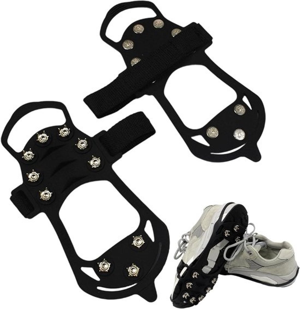 IJsbeschermers met Spikes - IJskrampons Schoenen - Veilig Lopen Buiten - 10-Tands Anti-Slip Mechanisme - XL - Grijs