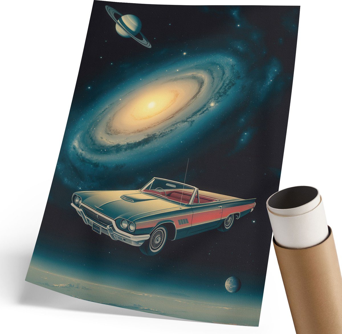 Coloray Polycanvas Wandposter - Futuristisch Skelet, Illustratie - 420 x 594 mm - Rood Kunst - Rechthoek - Interieurdecoratie - Woonkamer, Slaapkamer, Kantoor - Popcultuur