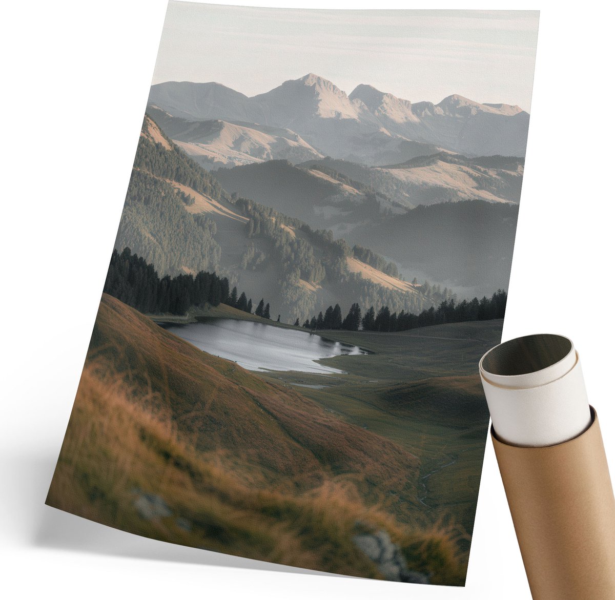 Coloray Polycanvas Poster - Winter Aurora, Groente - 210 x 297 mm - Bruin Kunst - Rechthoek - Kunstposter - Slaapkamer - Klassiek