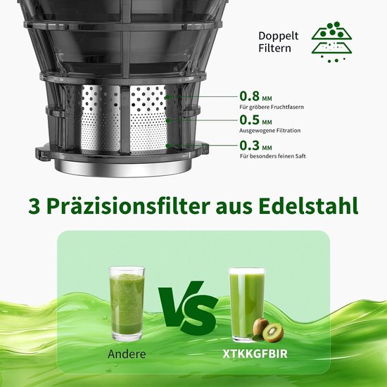 Slowjuicer - Koudpers sapmaker - Gezond sap maken - Extra grote vulschacht - 1.8 liter - Titanium grijs — afbeelding 4