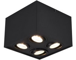 LED Plafondspot - Trion Bisqy - GU10 Fitting - 4-lichts - Vierkant - Mat Zwart - Aluminium