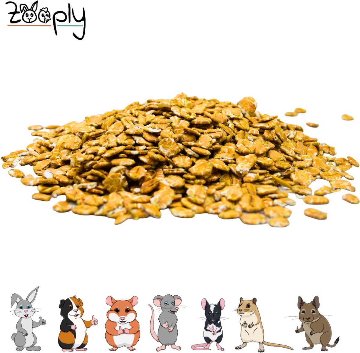 Zooply Tarwevlokken - Kruiden & Snacks - 100% natuurlijk - Voor konijnen & cavia's - 450 gram