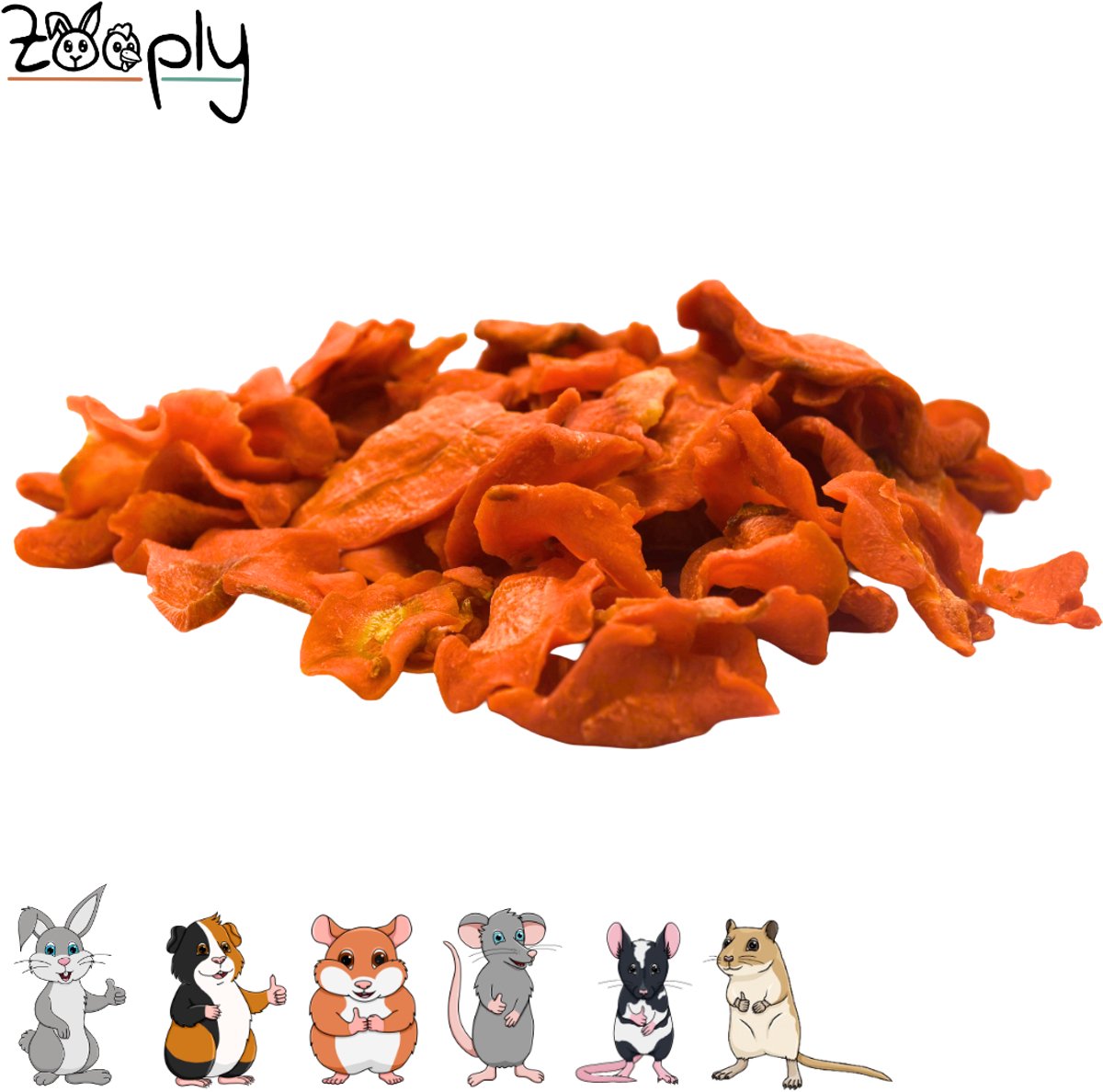 Zooply Wortelschijfjes - Kruiden & Snacks - 100% natuurlijk - Voor konijnen & cavia's - 275 gram