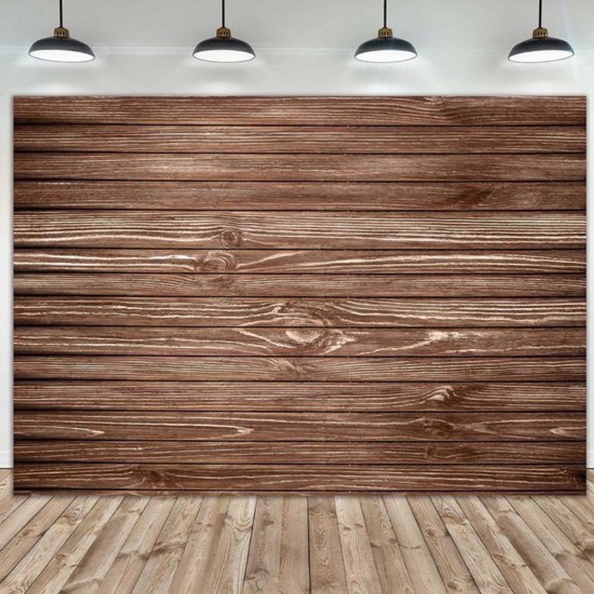 Houten Fotoachtergrond - Decoratie Studio - Fotografie Scènes - Dikke Polyesterstof - 300 x 243 cm - Bruin