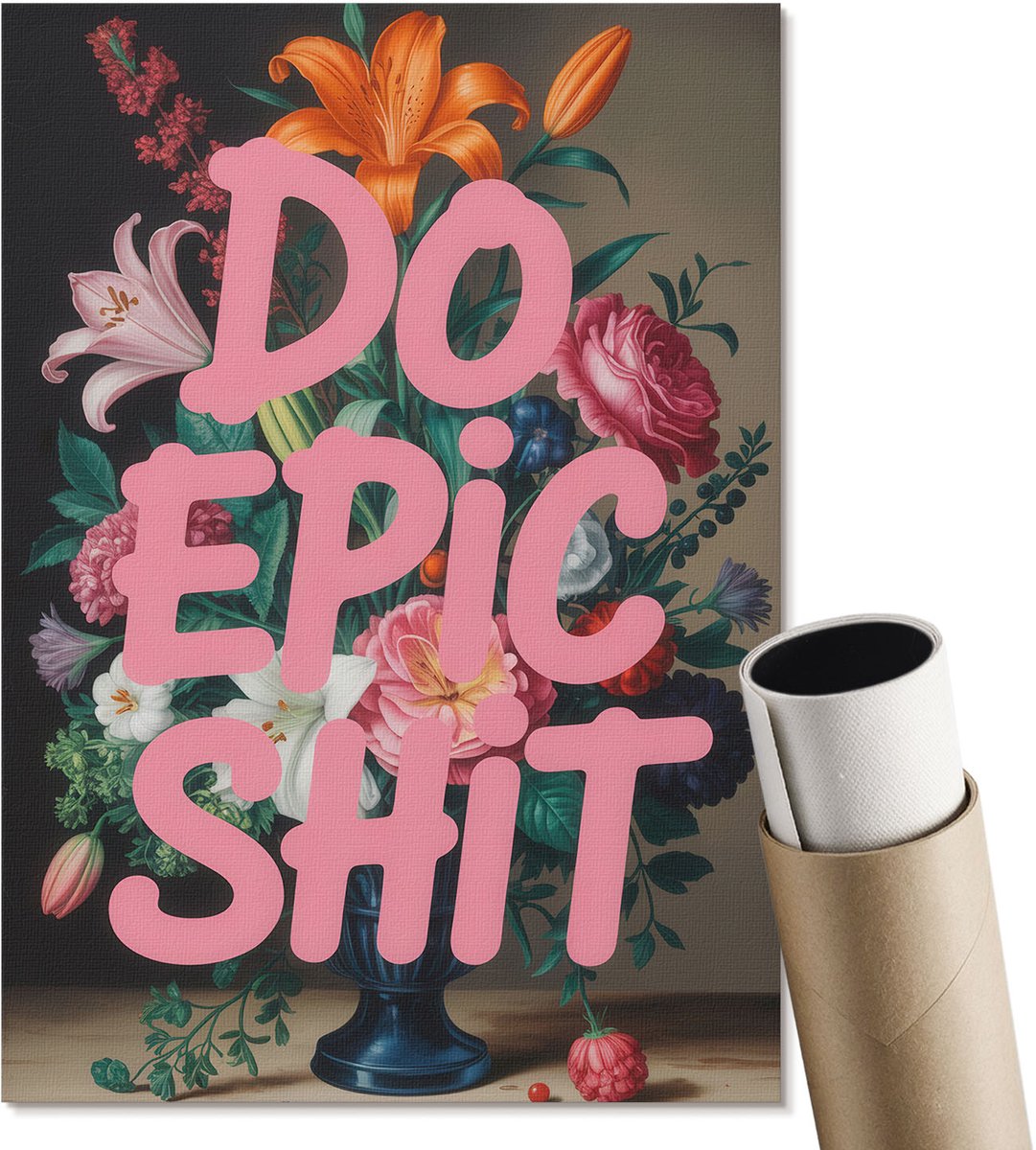 Coloray Canvas Poster Polycanvas - Doe Epische Dingen, Schilderen - A4 - Roze Decoratie - Rechthoek - Wandkunst - Woonkamer, Slaapkamer, Kantoor - Expressief