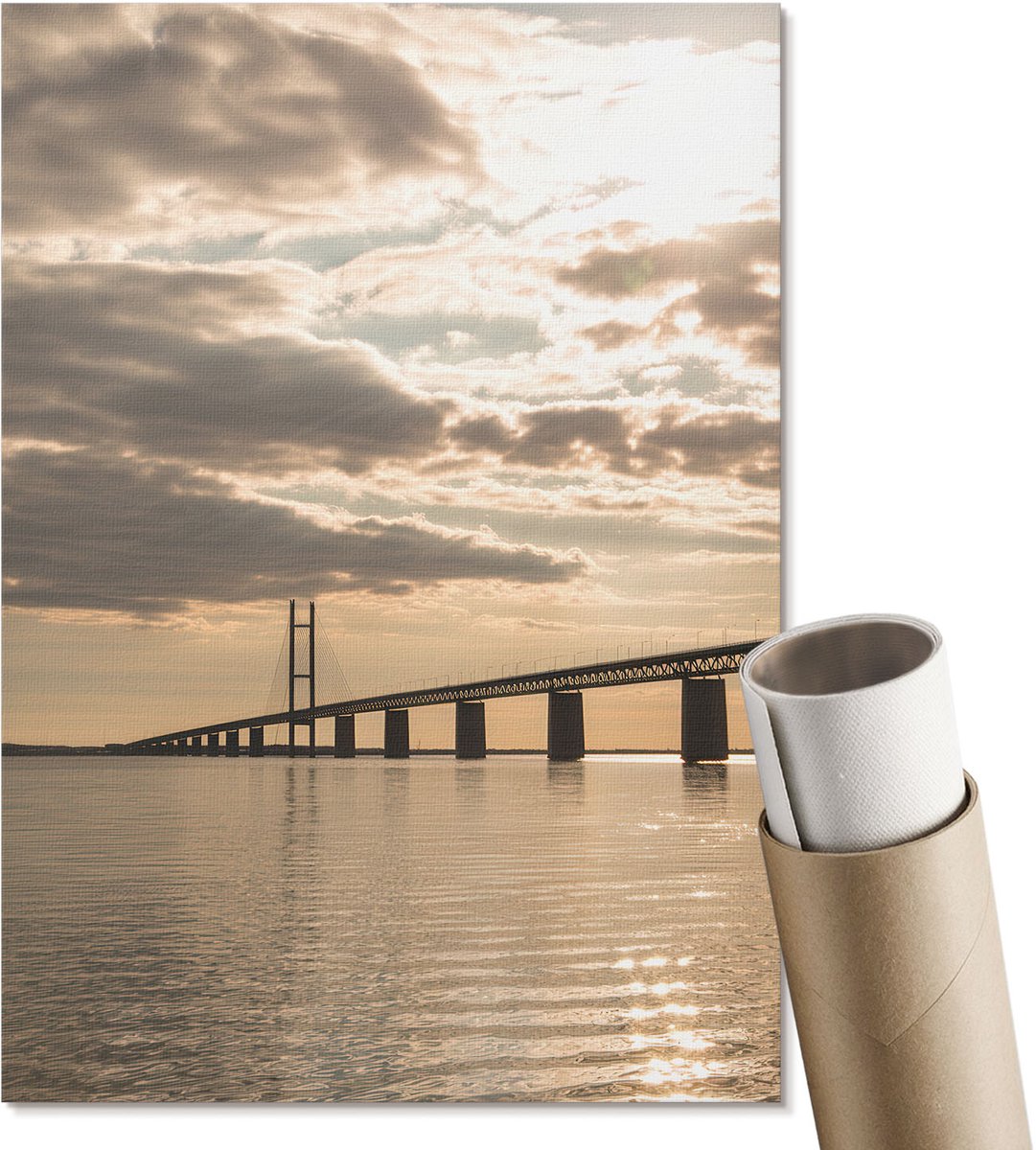 Coloray Canvas Poster Polycanvas - Brug Over Het Water, Fotografie - A4 - Beige Patroon - Rechthoek - Muurdecoratie - Woonkamer, Slaapkamer, Kantoor - Klassiek