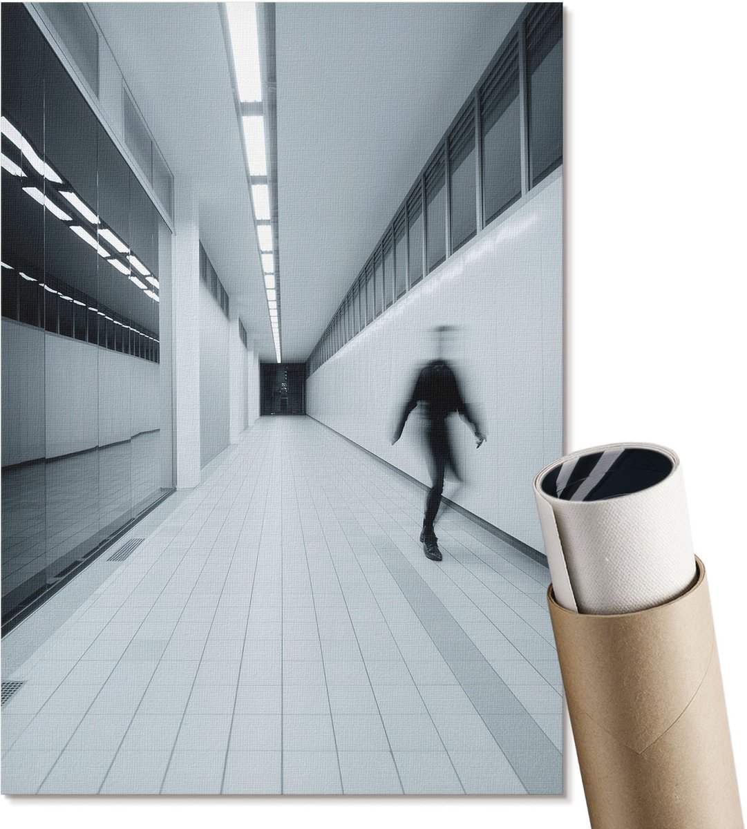 Coloray Canvas Poster Polycanvas - Minimalistische Gang, Fotografie - A4 - Wit Patroon - Rechthoek - Decoratieve poster - Woonkamer, Slaapkamer, Kantoor - Modern