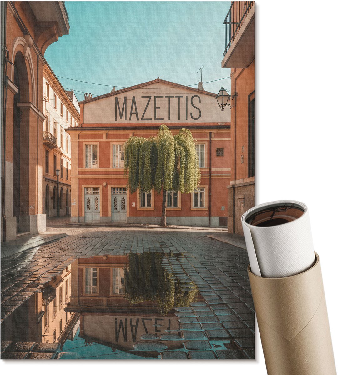 Coloray Polycanvas Wandposter - Zonnige Stad, Fotografie - A4 - Oranje Wanddecoratie - Rechthoek - Interieurdecoratie - Woonkamer, Slaapkamer, Kantoor - Modern