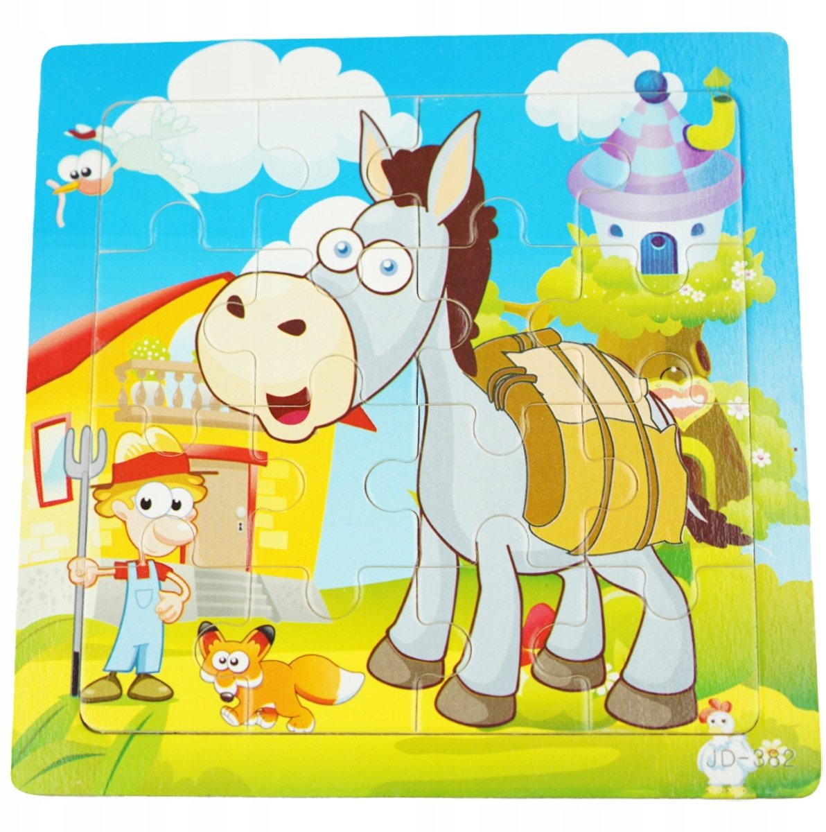 Houten Kleurrijke Paard Puzzel voor Kinderen - 16 Stukjes