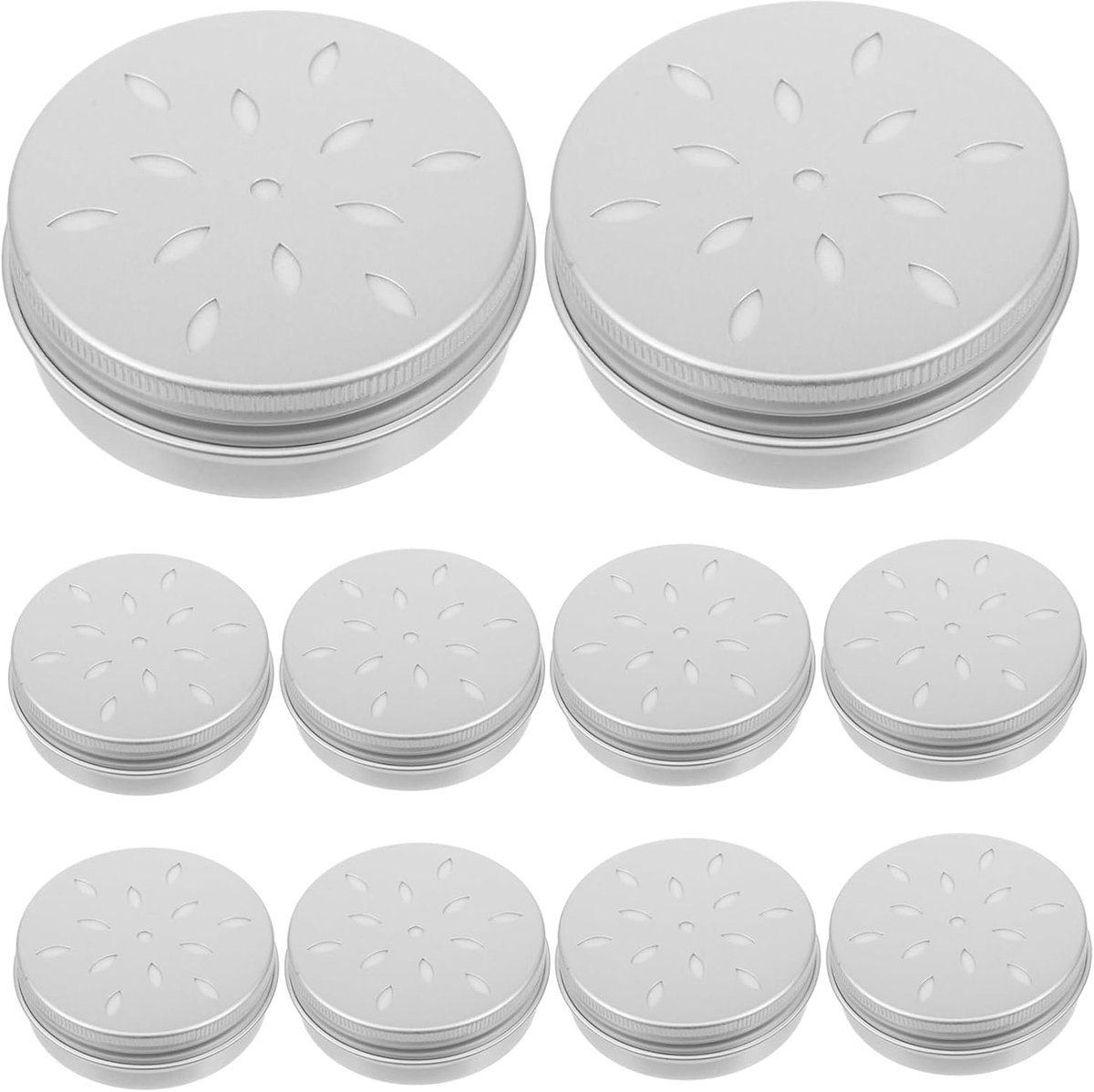 10 stuks‑rond aluminium doos met gaten‑voor geurkaarsen en hondentraining‑geperforeerd‑metaal‑container‑68*25mm