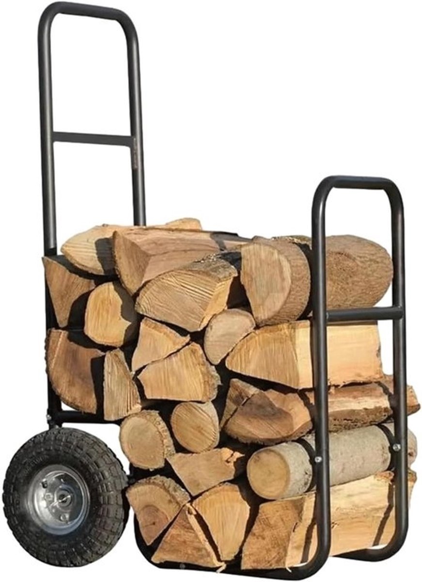 Brandhoutrek - Houtopslag rek - Openhaard Voorbereiden - Roestbestendige Verf - 70 cm Breed - Zwart