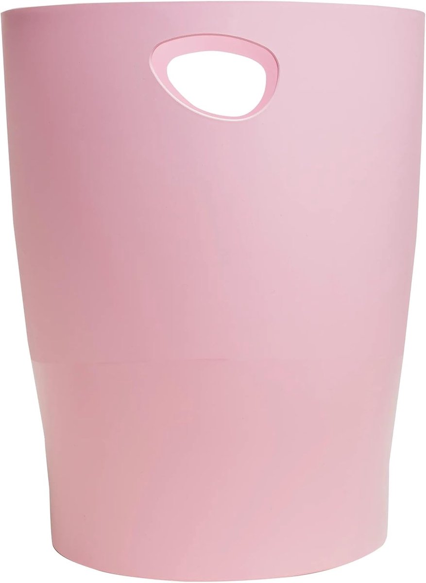 Prullenbak met handgrepen, 15 liter, rond, candyroze, 26,3 x 26,3 x 33,5 cm