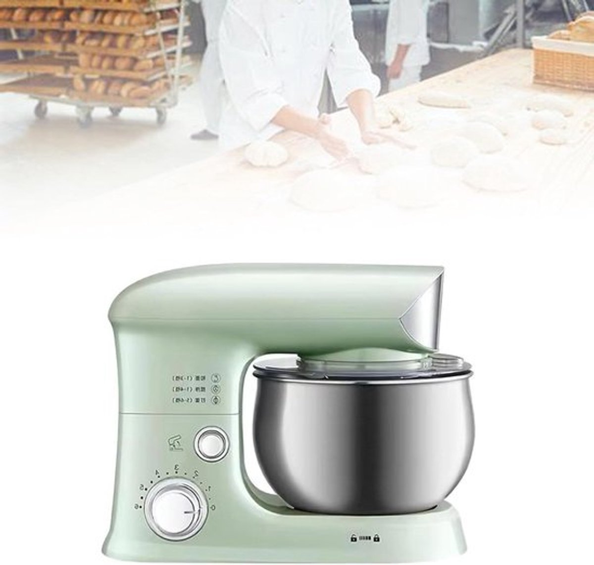 Deegmixer - Keukenmixer Elektrische Mixer - Bakken en Koken - Kantelkopontwerp - 3.5L Kom - Zilver