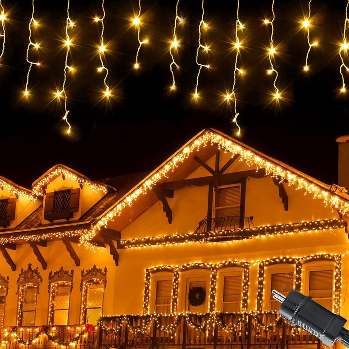 Lichtsnoer 5m - 200 LED - Op Batterijen - IP44 Waterdicht - 8 Standen - Warmwit - Kerst