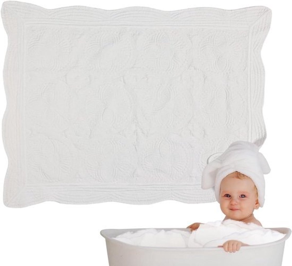 Babymat - Babydeken Inbakerdoek - Babykamer Inrichting - Zacht Ademend Katoen - 117 x 91 cm - Wit
