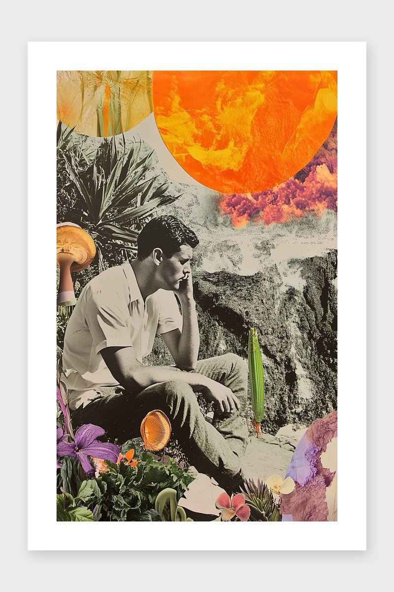 Trip Poster - Retro - Vintage - Planten - Hallucinogeen - Fantasie - Cannabis - posters - formaat 30x40cm - Wanddecoratie - BXS5066MT - Met kader - passe-partouts stijl