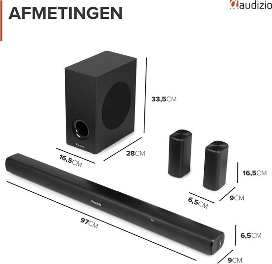 Surround Sound Set - Home Cinema - Film Kijken - 5.1 Kanaals Geluid - 97 cm Breed - Zwart — afbeelding 3