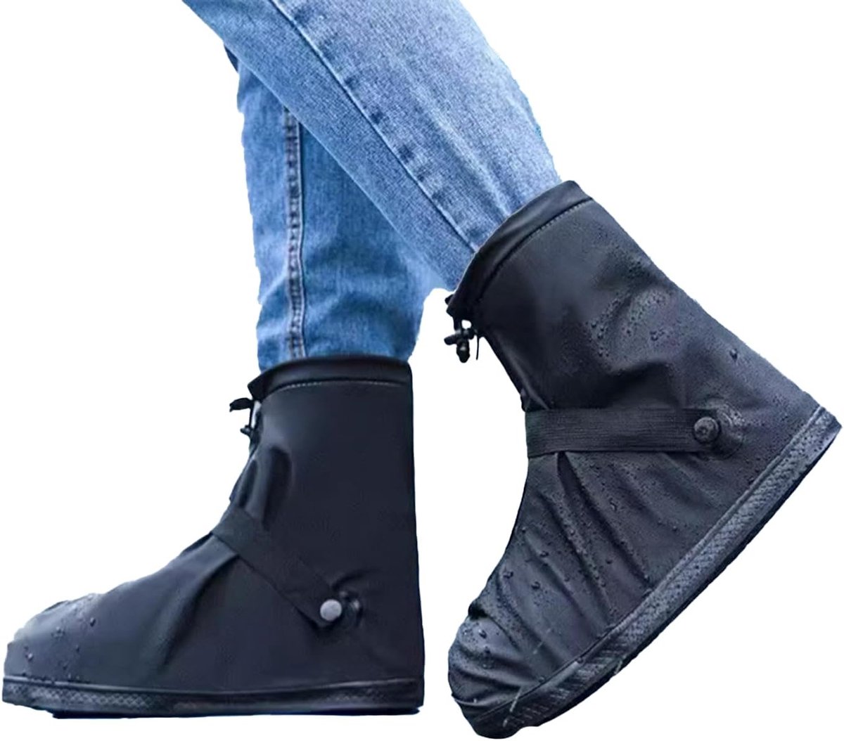 Waterdichte regenlaarzenhoezen (met reflecterende veiligheidsstrips)-S(36-37),Zwart