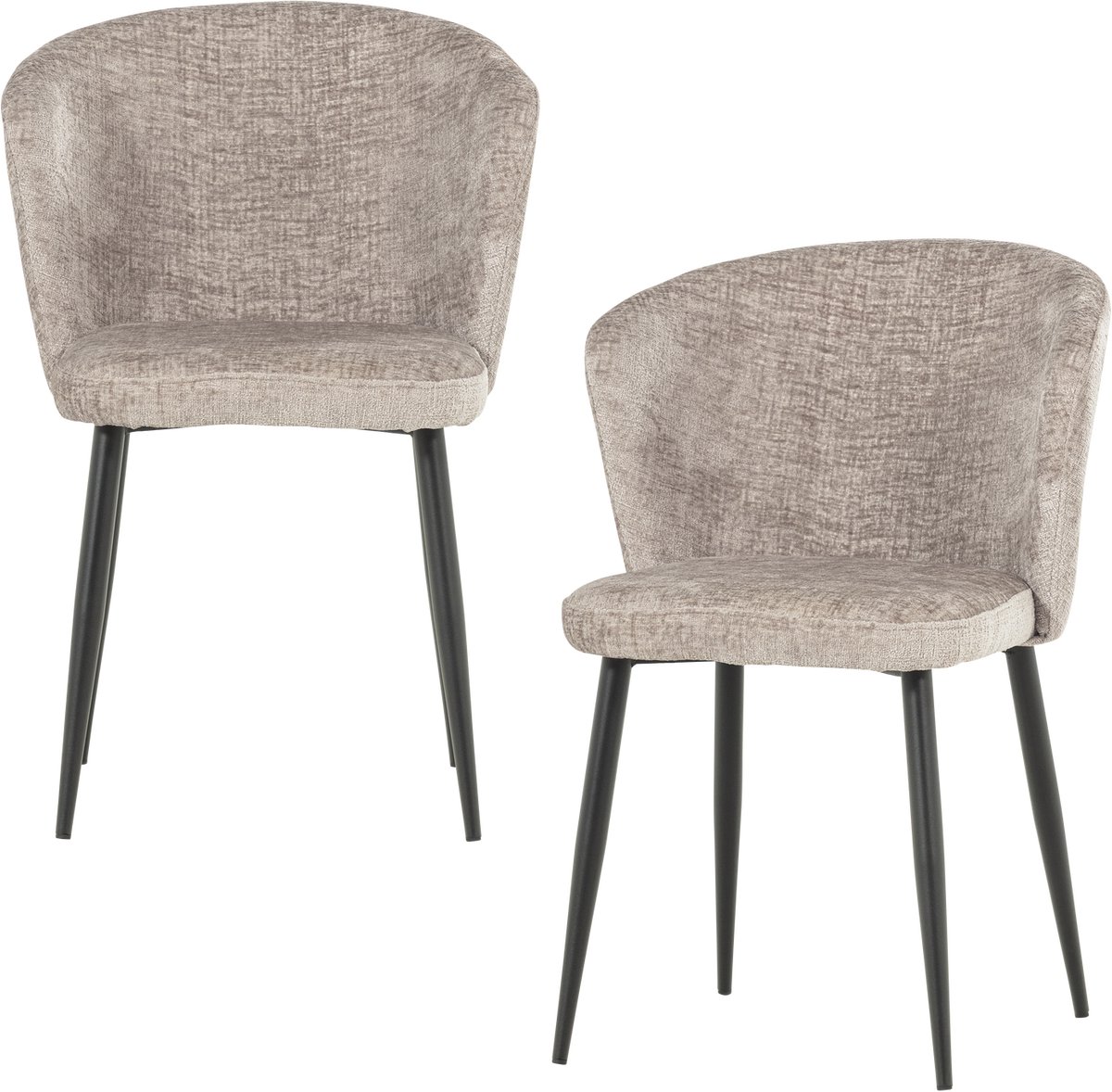 WOOOD Luse Eetkamerstoel - Velvet - Beige - Set van 2