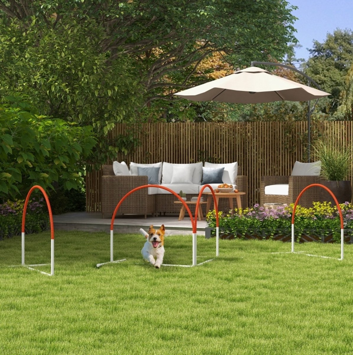 MODFU - Honden Agility Set - 4-Delig - Horde - Met Draagtas - Kunststof - Wit/Oranje