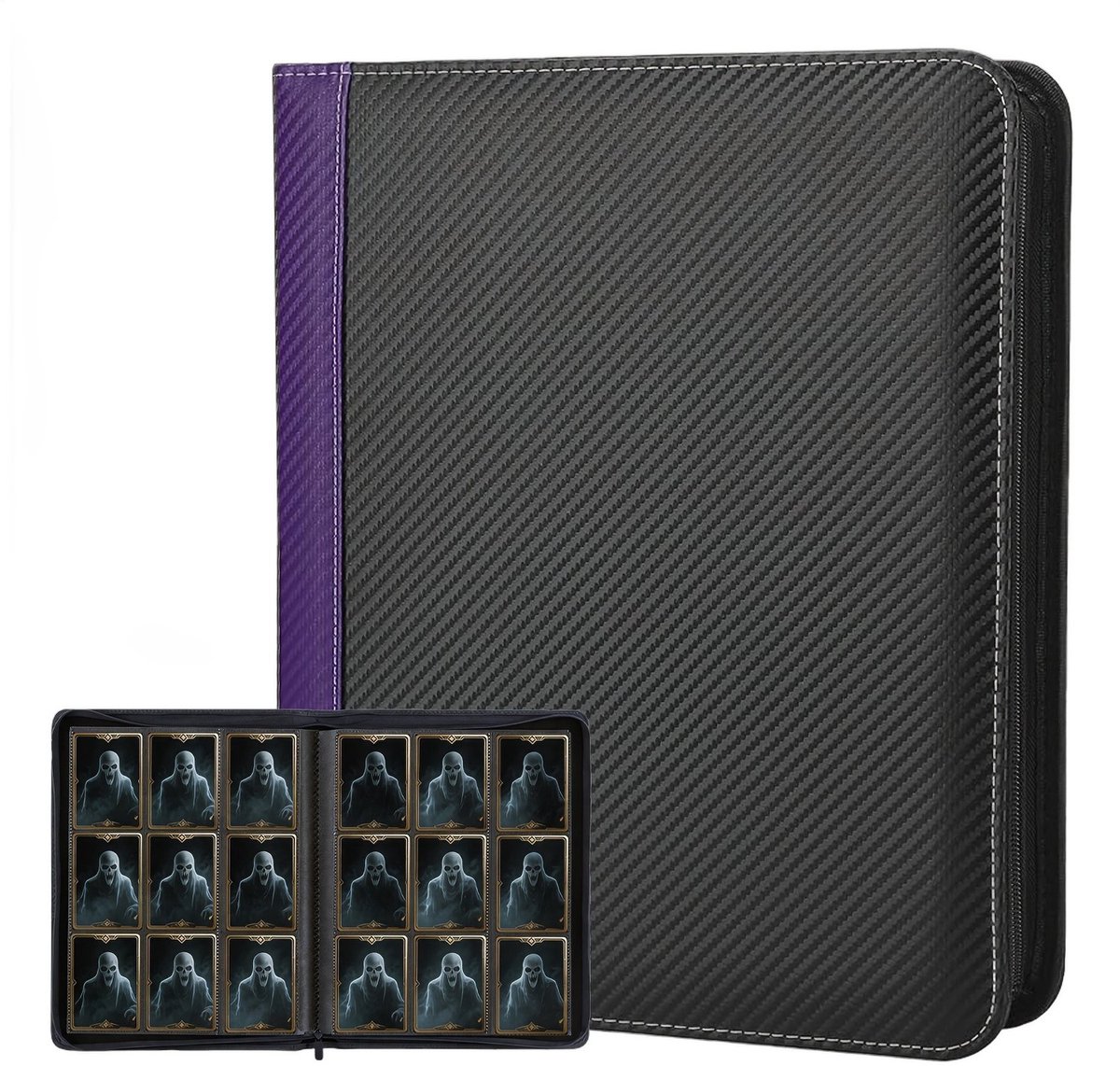 Currero Toploader Binder - Verzamelmap Kaarten - Geschikt voor Pokemon - 4 Pocket - 9 Pocket - 12 Pocket - Trading Card Map - Toploadermap - Paars