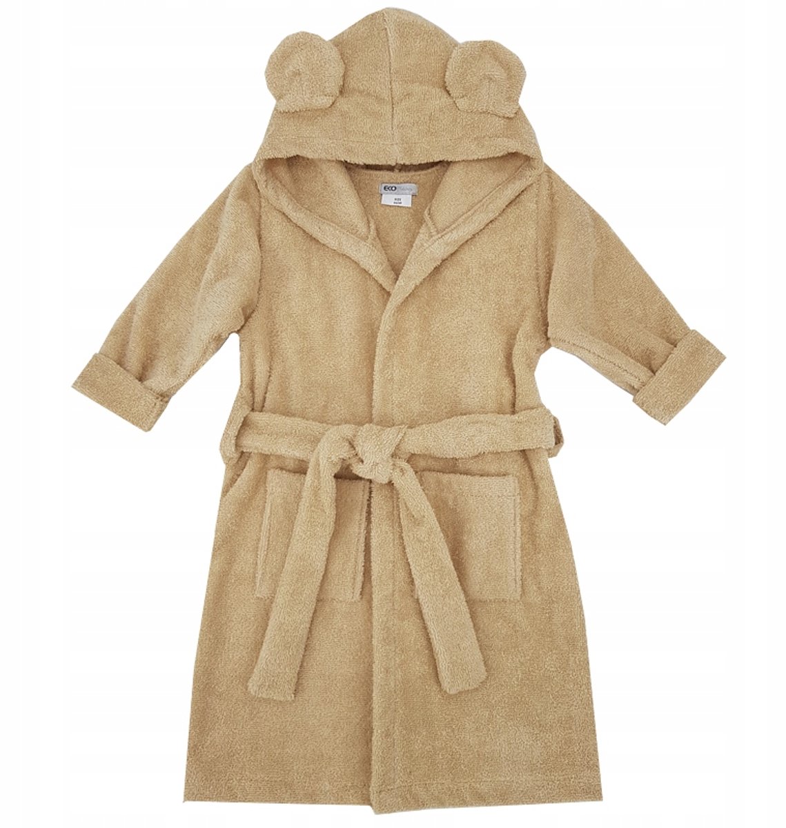 Kinderbadjas Frotte EKO met capuchon en oortjes - Maat 92/98 Beige