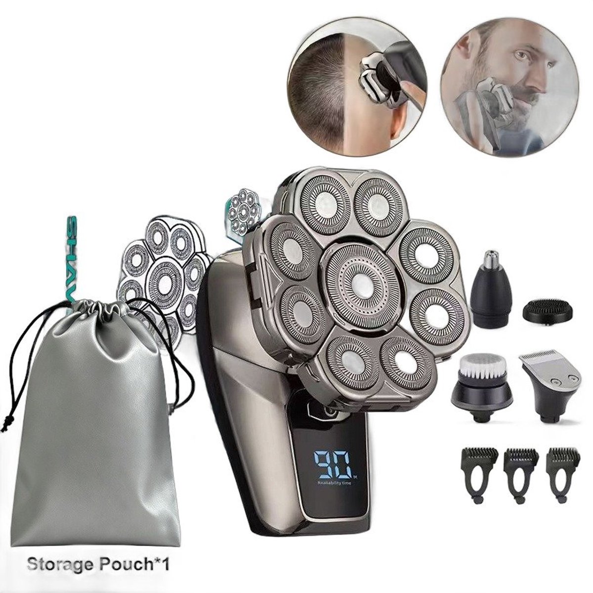 Currero Foil Shaver - Scheerapparaat Mannen - Hoofd Scheerapparaat - Head Shaver - Tondeuse met Trimmer - Lichaam en Baard - Oplaadbaar
