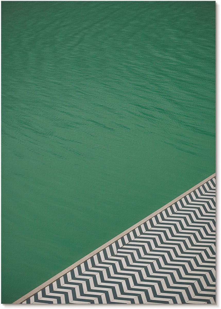 Tulup Polycanvas Wandposter - De Rand Van Het Zwembad, Fotografie - A4 - Groen Wandposter - Rechthoek - Canvasposter - Woonkamer, Slaapkamer, Kantoor - Minimalist