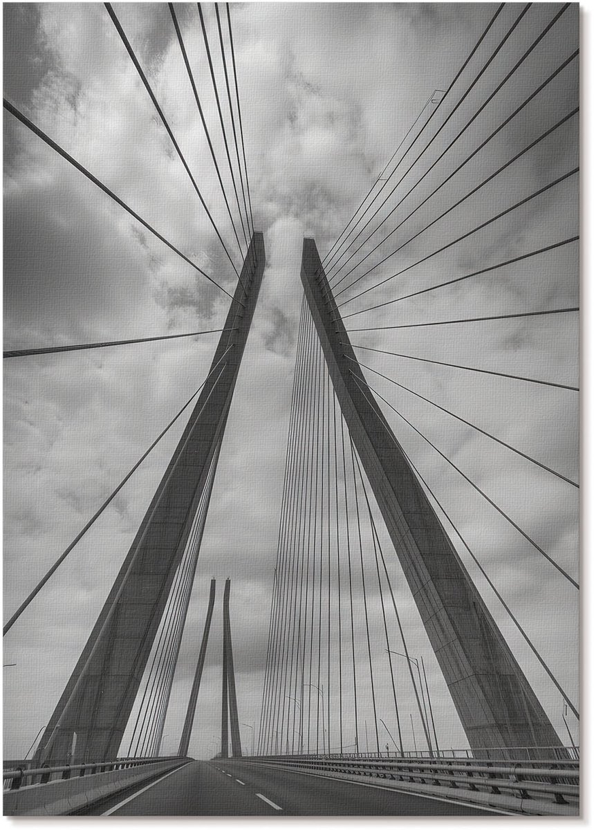 Tulup Polycanvas Wandposter - Moderne Brug, Fotografie - A4 - Grijs Kunst - Rechthoek - Canvasposter - Woonkamer, Slaapkamer, Kantoor - Industrieel
