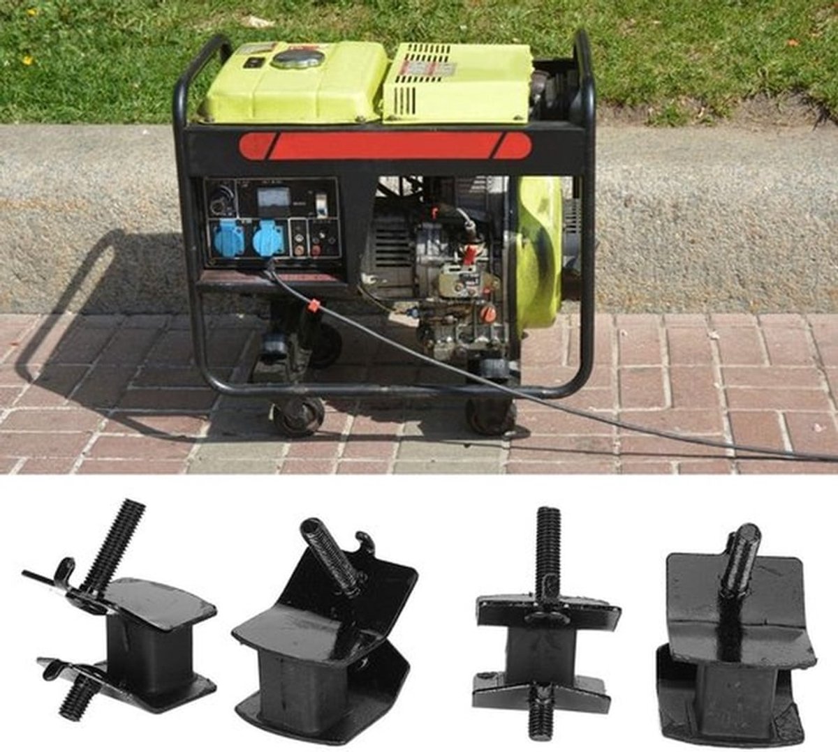 - Antivibratie Voeten - 4 Stuks - Voor Benzine Generator - 168F/170F - 3KW - Stabiliteit en Geluidsreductie - Geschikt voor Generatoren - Z...