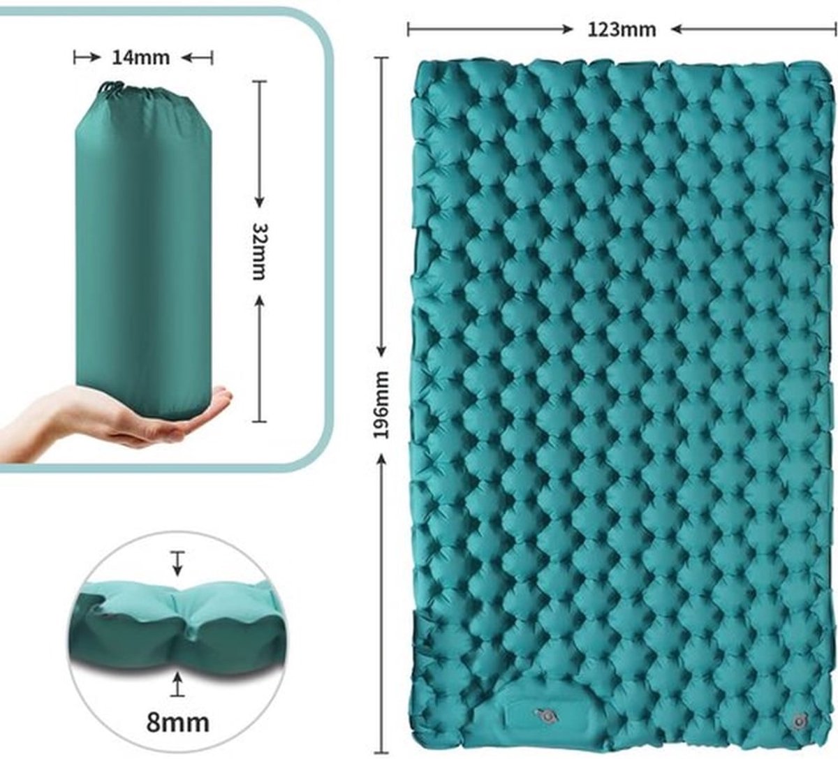 Kampeer Slaapmat - Zelfopblazend - Comfortabel en dik - Dubbel formaat - Ideaal voor tent en wandelen - Geschikt voor volwassenen - Inc...