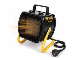 Werkplaatskachel 2000 W - ventilator en 2 warmtestanden - draaggreep - zwart en geel