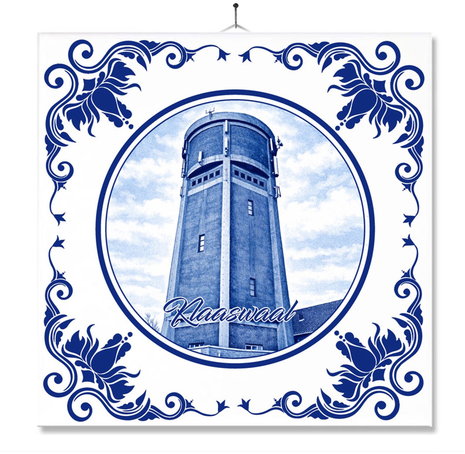 MC Living Tegel Met Opdruk | Klaaswaal | Delft Blauw | Cadeau | Inclusief Geschenkdoos | Standaard | Ophangsysteem Multi-Color