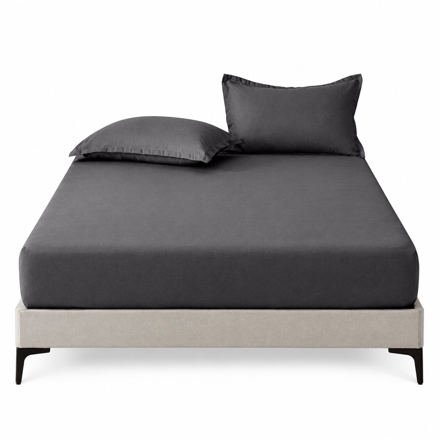 SWGOTA Donkergrijs hoeslaken 153 x 203 cm - Polyester - Effen en eenvoudig